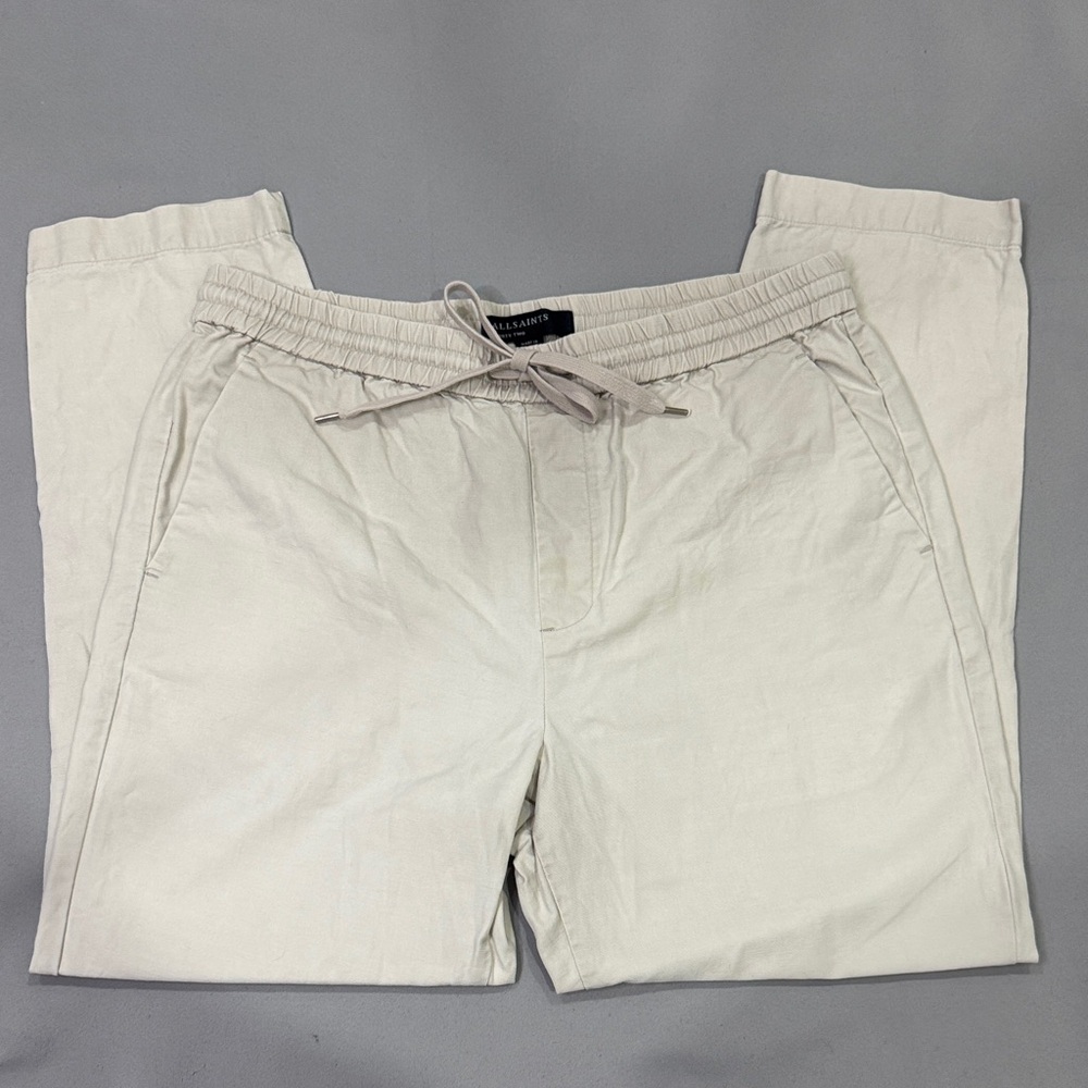AllSaints Linen Blend Drawstring Pants | Size 32 | Cropped 26”